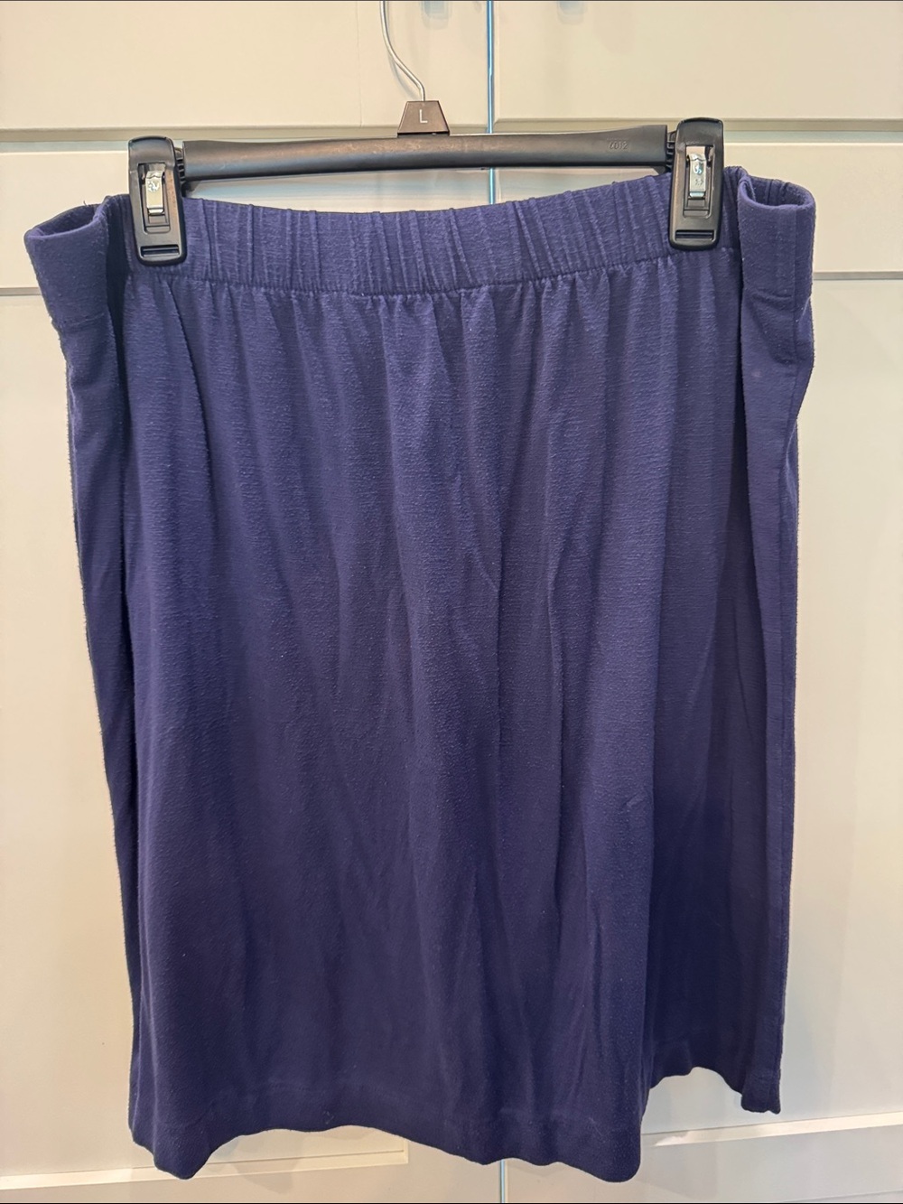 LOFT Navy Elastic-Waist Midi Skirt